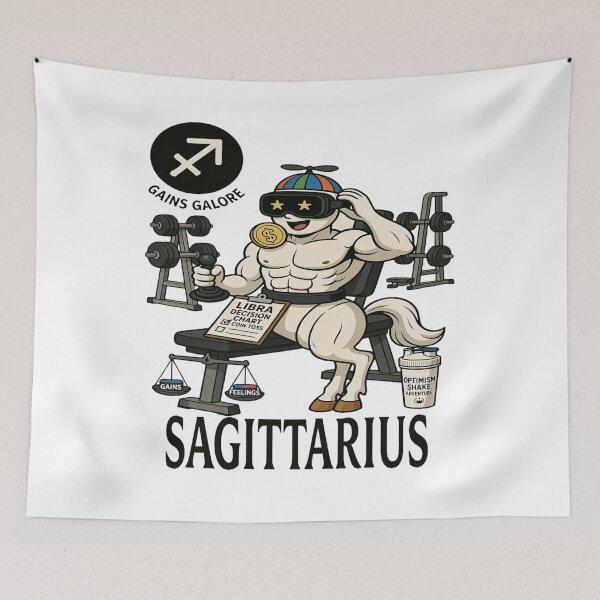 Item preview, Funny Sagittarius Zodiac Gym - "Lifting Spirits" Optimism Shake T-shirt designed and sold by ClaussShop.