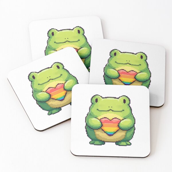 Item preview, Cute Pixel Frog with Rainbow Heart designed and sold by VikArt7.