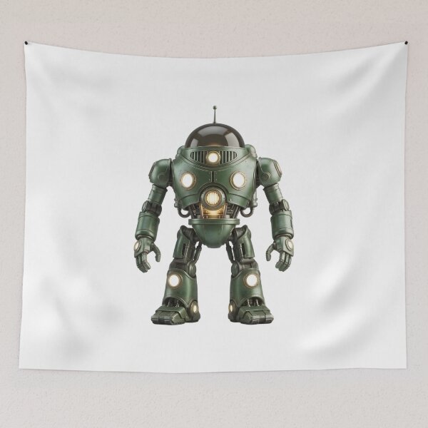 Item preview, Retro Green Metallic Heavy Duty Robot designed and sold by octozap.