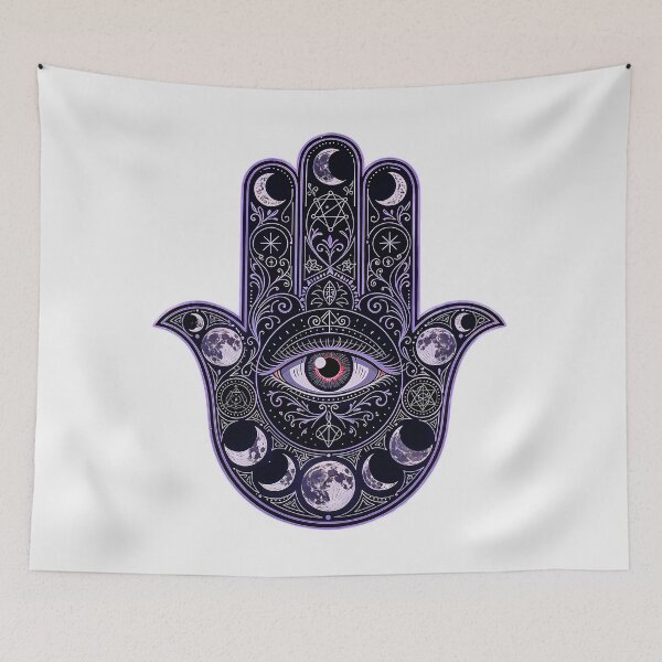Item preview, Celestial Hamsa Hand Protection - Evil Eye Moon Art Mystic Gift designed and sold by The Sensing Room.