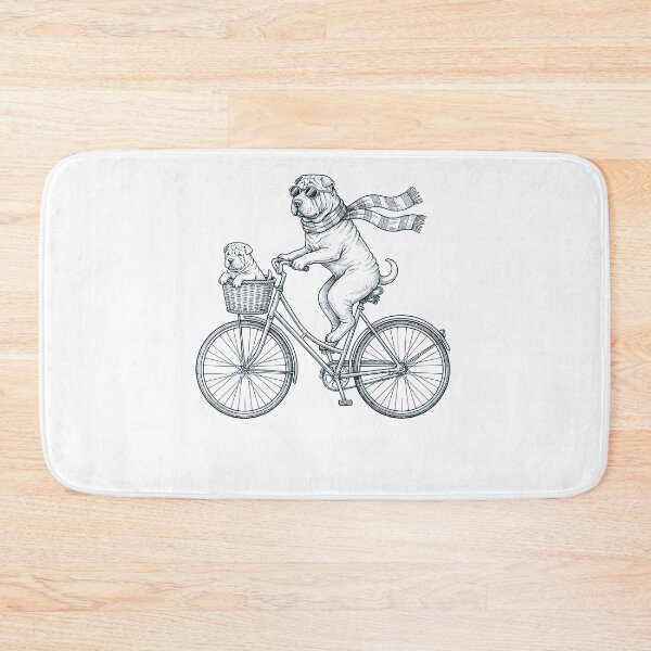 Item preview, Vintage Chinese Shar Pei Riding Bike Bicycle Cycling Dog Lover designed and sold by DoodleTortle.