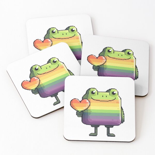 Item preview, Cute Pride Pixel Frog Holding a Rainbow Heart designed and sold by VikArt7.