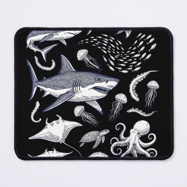 Item preview, Sharks Jellyfish Octopus Ocean Life Illustration Premium Tri-Blend designed and sold by hqmofoo35.