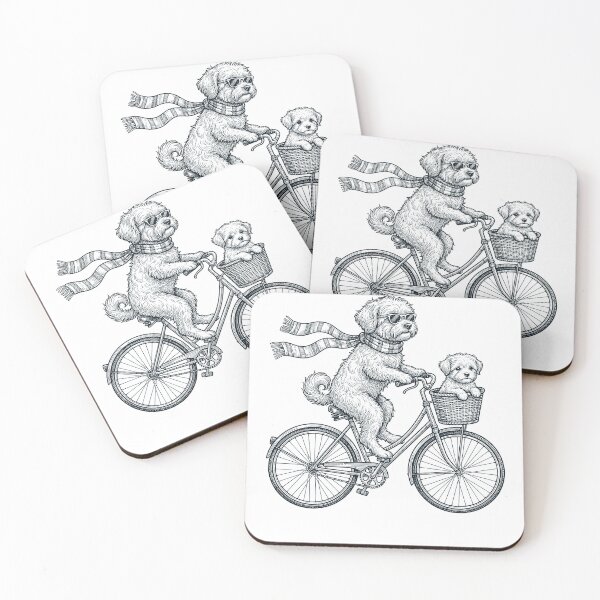 Aperçu de l'œuvre Vélo vintage maltais pour cyclistes et amoureux des chiens créée et vendue par DoodleTortle.