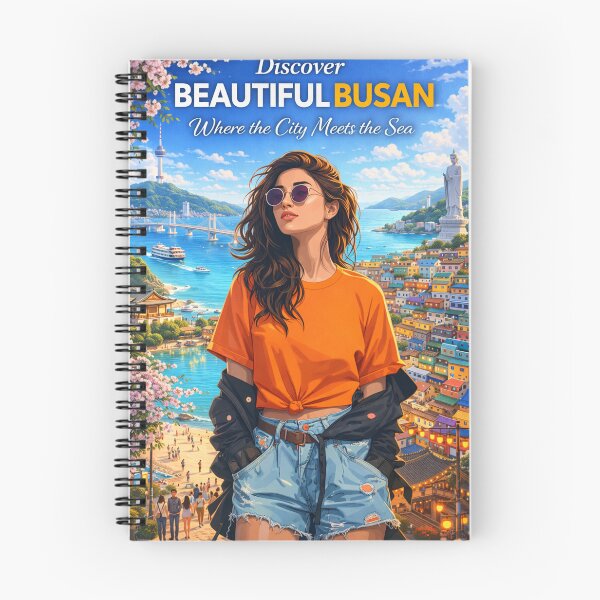 Item preview, Discover Beautiful Busan – Where the City Meets the Sea | Korea Beach Travel Poster | Coastal City Illustration designed and sold by Inkora-Art.
