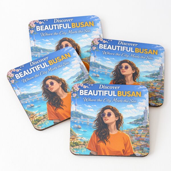 Item preview, Discover Beautiful Busan – Where the City Meets the Sea | Korea Beach Travel Poster | Coastal City Illustration designed and sold by Inkora-Art.
