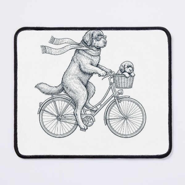 Item preview, Vintage Newfoundland Riding Bike Bicycle Cycling Dog Lover designed and sold by DoodleTortle.