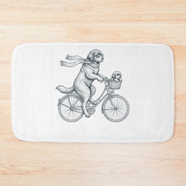 Item preview, Vintage Newfoundland Riding Bike Bicycle Cycling Dog Lover designed and sold by DoodleTortle.