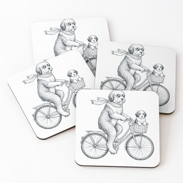 Item preview, Vintage Old English Sheepdog Riding Bike Bicycle Cycling Dog Lover designed and sold by DoodleTortle.