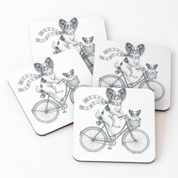 Item preview, Vintage Papillon Riding Bike Bicycle Cycling Dog Lover designed and sold by DoodleTortle.