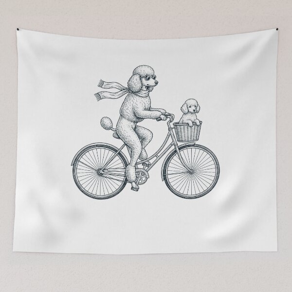 Item preview, Vintage Poodle Riding Bike Bicycle Cycling Dog Lover designed and sold by DoodleTortle.