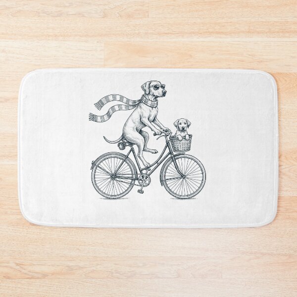 Item preview, Vintage Rhodesian Ridgeback Riding Bike Bicycle Cycling Dog Lover designed and sold by DoodleTortle.