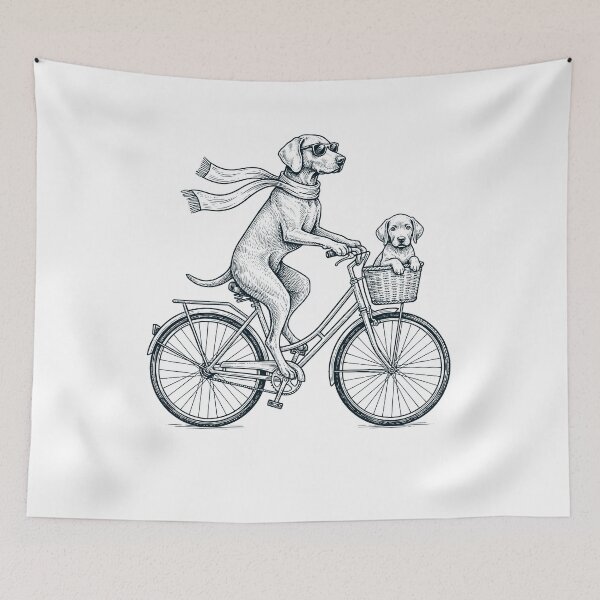 Item preview, Vintage Weimaraner Riding Bike Bicycle Cycling Dog Lover designed and sold by DoodleTortle.