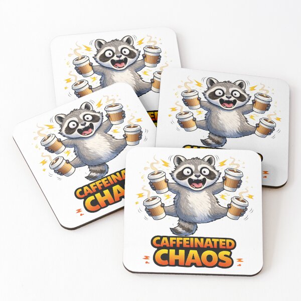 Item preview, Caffeinated Chaos Funny Raccoon Coffee Energy Meme designed and sold by the-dovlat.