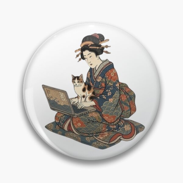 Artikelvorschau, Modernes Edo-Leben: Japanische Schönheit mit Laptop und Katze entworfen und verkauft von LuckyCatClubJP.