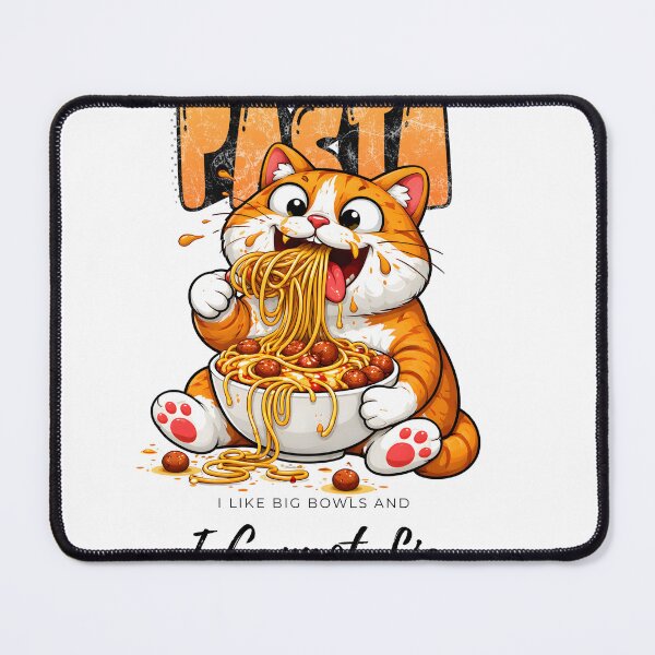 Item preview, Funny Chubby Cat Eating Pasta T-shirt Design designed and sold by ShawonDesigns.
