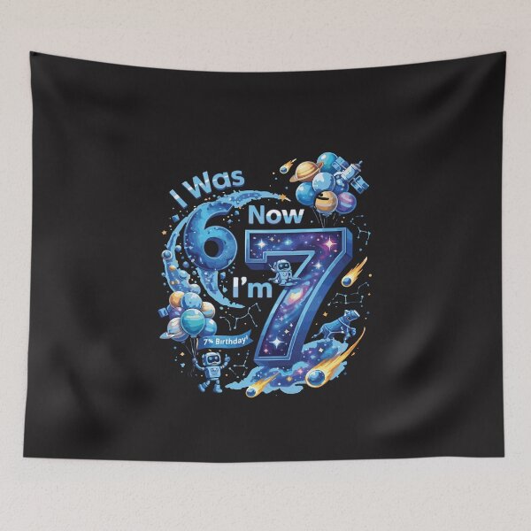 Item preview, I Was 6 Now Im 7 Astronaut Space Boy 7th Birthday Kids Design designed and sold by kiralynstration.