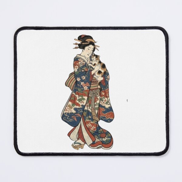 Item preview, Ukiyo-e Style Japanese Beauty with Calico Cat designed and sold by LuckyCatClubJP.