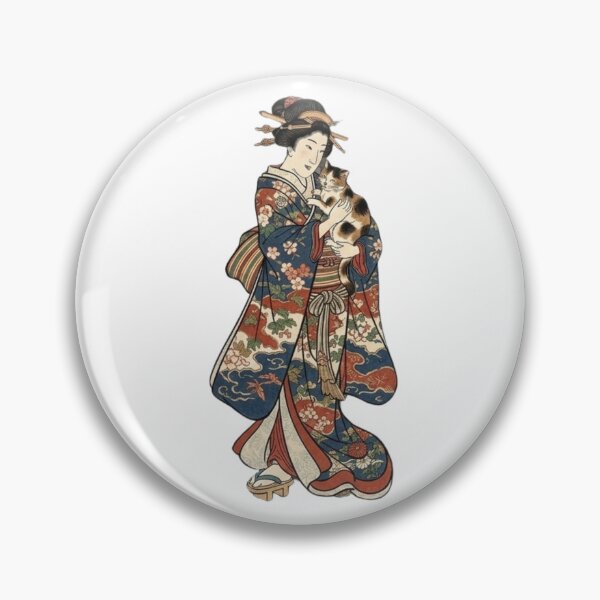 Item preview, Ukiyo-e Style Japanese Beauty with Calico Cat designed and sold by LuckyCatClubJP.