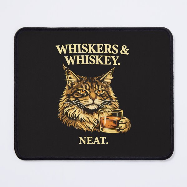 Item preview, Whiskers and Whiskey Neat Funny Cat Lover Bourbon Drinker Design designed and sold by kiralynstration.