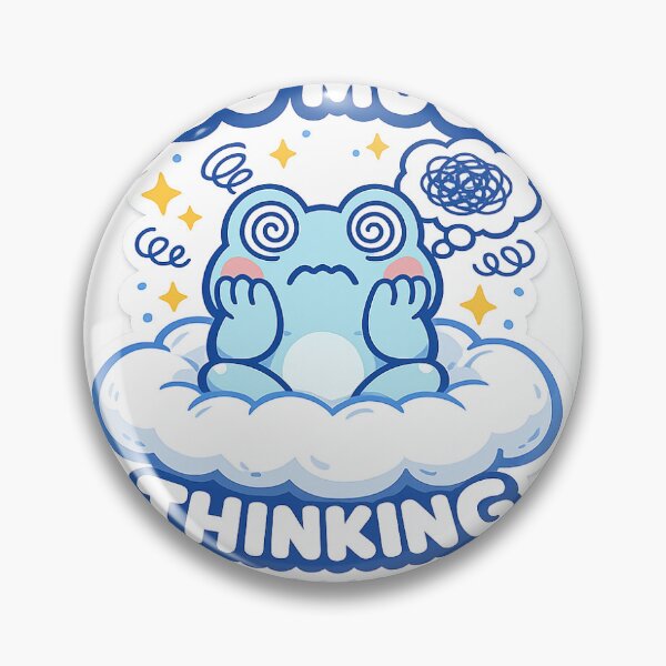 Item preview, Cute Frog Too Much Thinking Funny Relatable Aesthetic Sticker designed and sold by Digital_products_0111.