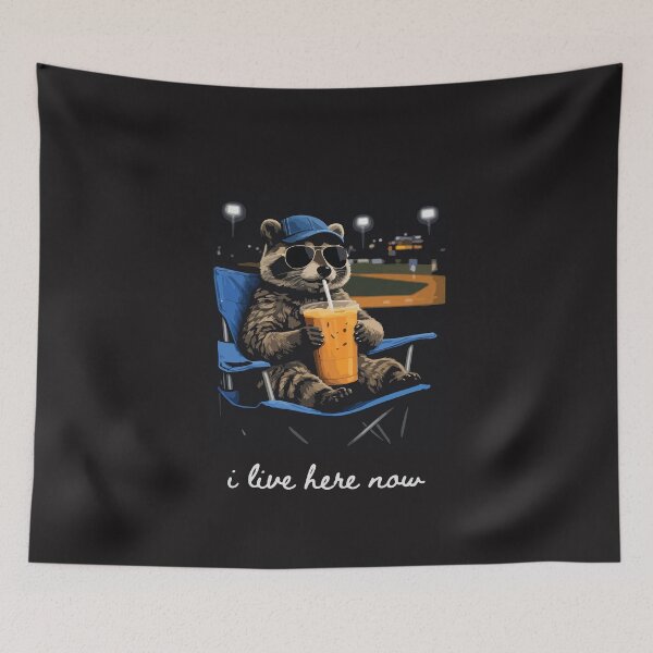 Item preview, Funny Raccoon Baseball Field I Live Here Now Sports Parent Design designed and sold by kiralynstration.