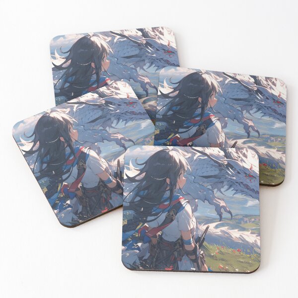 Item preview, “Girl and White Dragon – Peaceful Fantasy Anime Scene” designed and sold by PrintsGateWay.