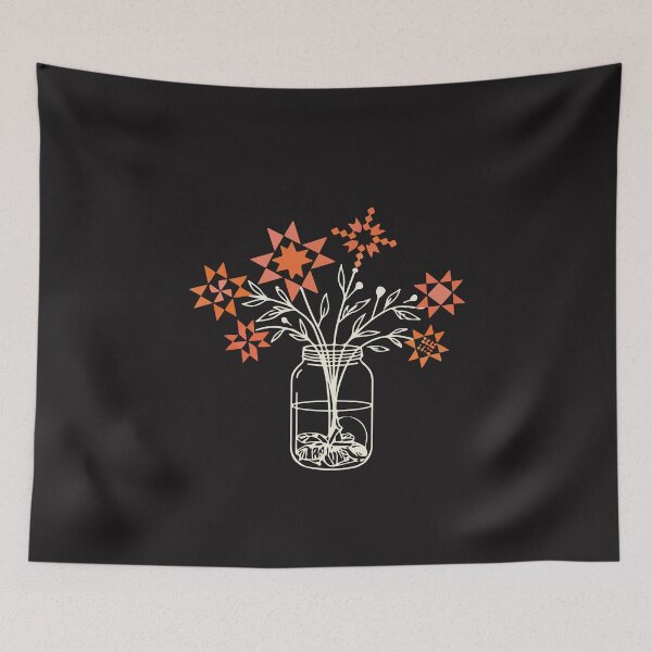 Item preview, Patchwork Floral Mason Jar Folk Art Vintage Quilt Style Design designed and sold by kiralynstration.