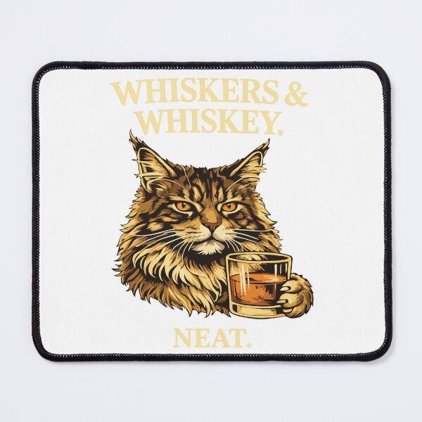 Item preview, Whiskers and Whiskey Neat Funny Cat Lover Bourbon Drinker Gift Design designed and sold by kiralynstration.
