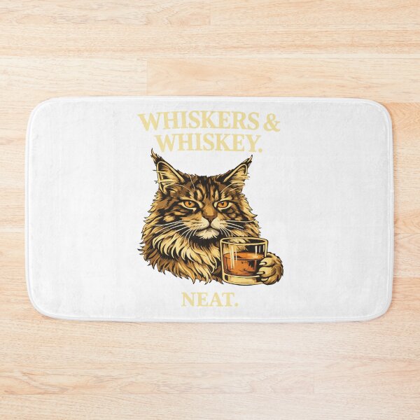 Item preview, Whiskers and Whiskey Neat Funny Cat Lover Bourbon Drinker Gift Design designed and sold by kiralynstration.