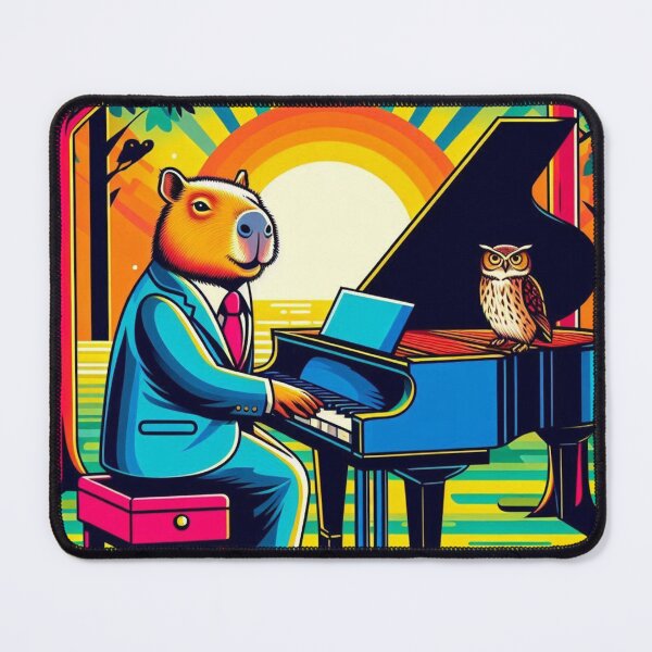 Item preview, Capybara Pianist – Rainbow Sunset Symphony Design designed and sold by Dogandesighn.