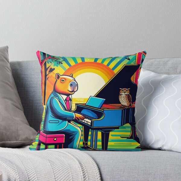 Item preview, Capybara Pianist – Rainbow Sunset Symphony Design designed and sold by Dogandesighn.