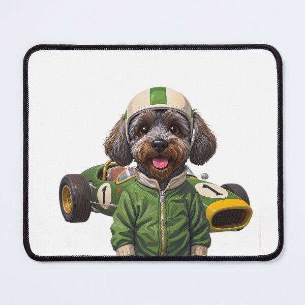 Item preview, Schnoodle Dog Racing Art Print designed and sold by Kedspicedesign.