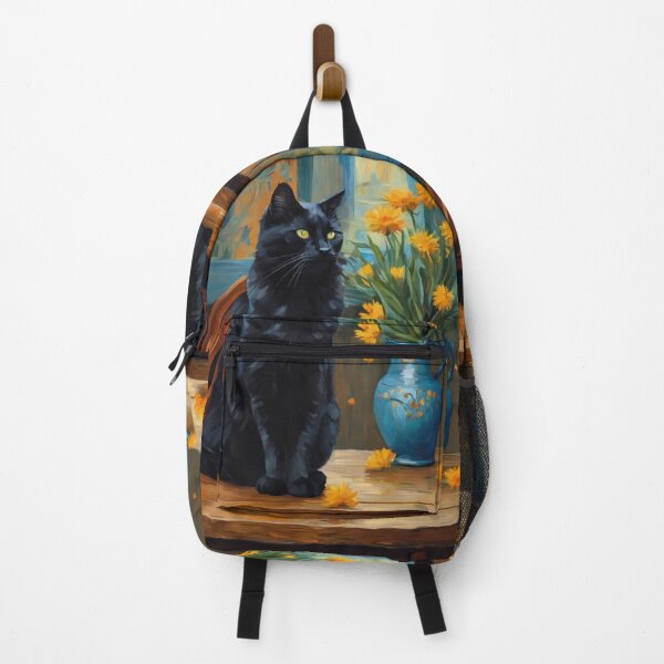 Item preview, Ilustración floral de un gato negro con flores amarillas para un interior acogedor designed and sold by Erika Kaisersot.