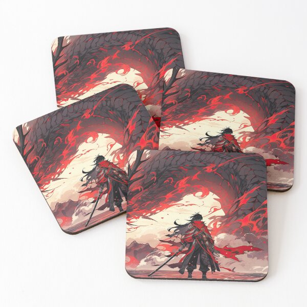 Item preview, “Blazing Dragon Samurai – Epic Red Fantasy Artwork” designed and sold by PrintsGateWay.