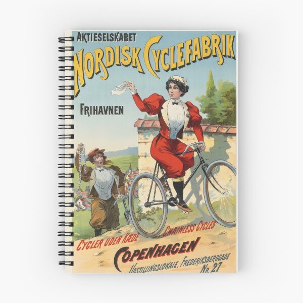 Item preview, Vintage Bicycle Poster Copenhagen Woman Red Outfit Cycling designed and sold by TheSoulOfArt.