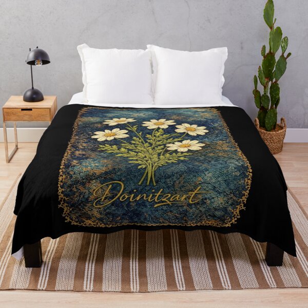 Item preview, Vintage Daisy Floral Art Medieval Style Abstract on Blue designed and sold by doinitzart.