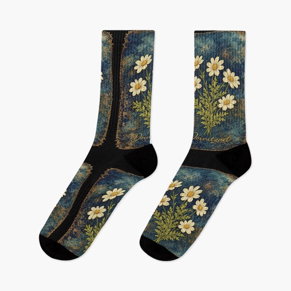 Item preview, Vintage Daisy Floral Art Medieval Style Abstract on Blue designed and sold by doinitzart.