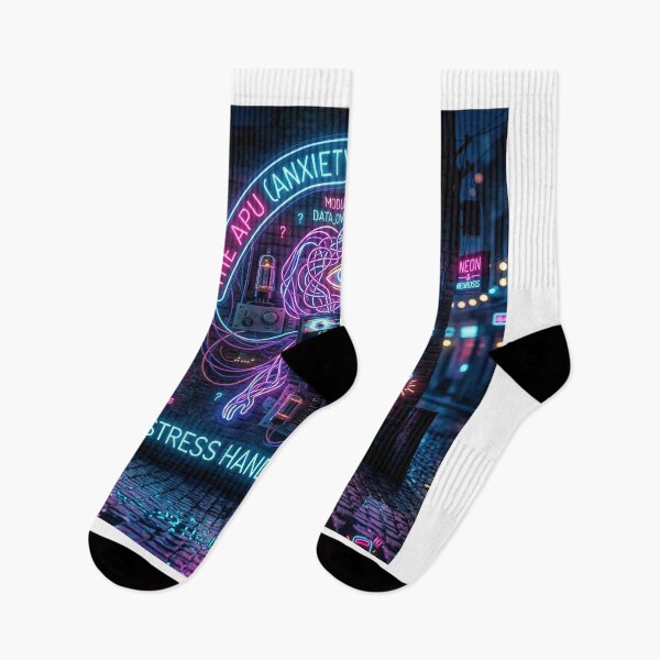 Item preview, Funny Anxiety Processing Unit APU Burnout To Do List Overthinking Glitch Neon Art designed and sold by Neon & Neurosis.