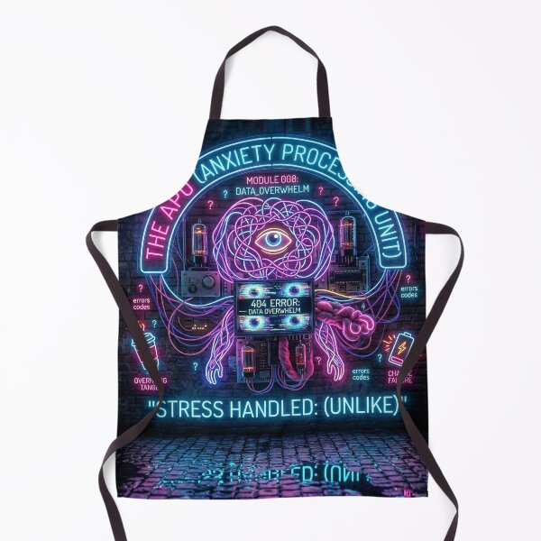Item preview, Funny Anxiety Processing Unit APU Burnout To Do List Overthinking Glitch Neon Art designed and sold by Neon & Neurosis.