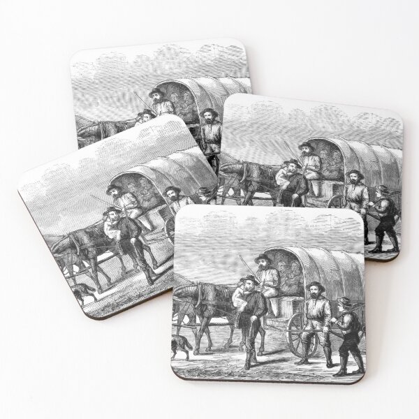 Item preview, 1859 Settlers Crossing Great Plains Wagon Journey Illustration designed and sold by TheSoulOfArt.