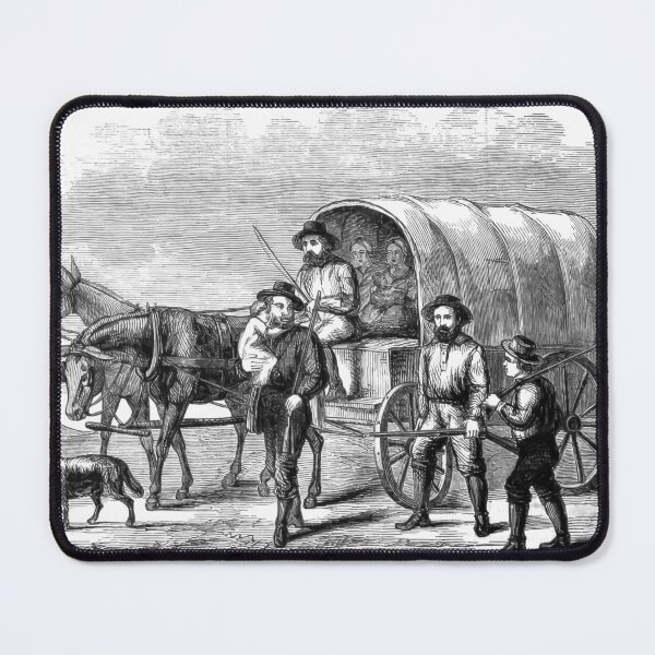 Item preview, 1859 Settlers Crossing Great Plains Wagon Journey Illustration designed and sold by TheSoulOfArt.