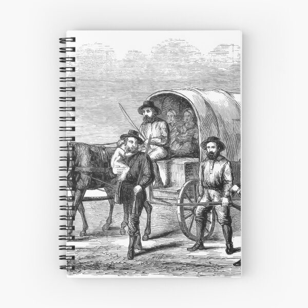 Item preview, 1859 Settlers Crossing Great Plains Wagon Journey Illustration designed and sold by TheSoulOfArt.