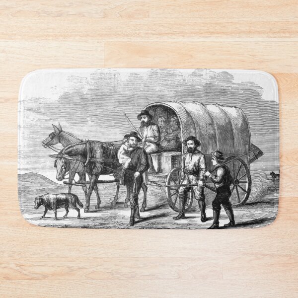 Item preview, 1859 Settlers Crossing Great Plains Wagon Journey Illustration designed and sold by TheSoulOfArt.