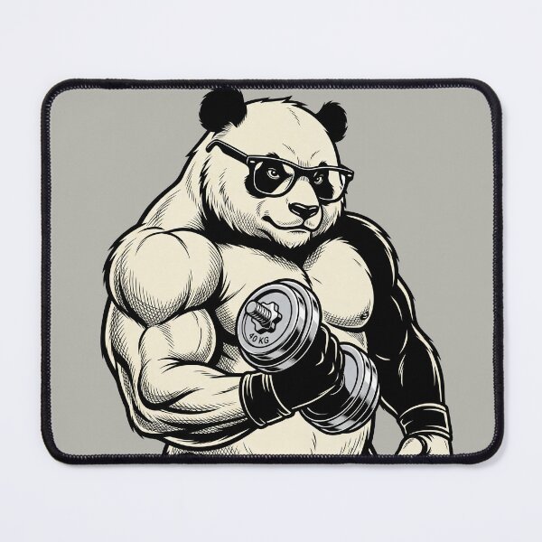 Item preview, Muscular Panda Lifting Dumbbell - Gym Fitness Art designed and sold by seven things shop.