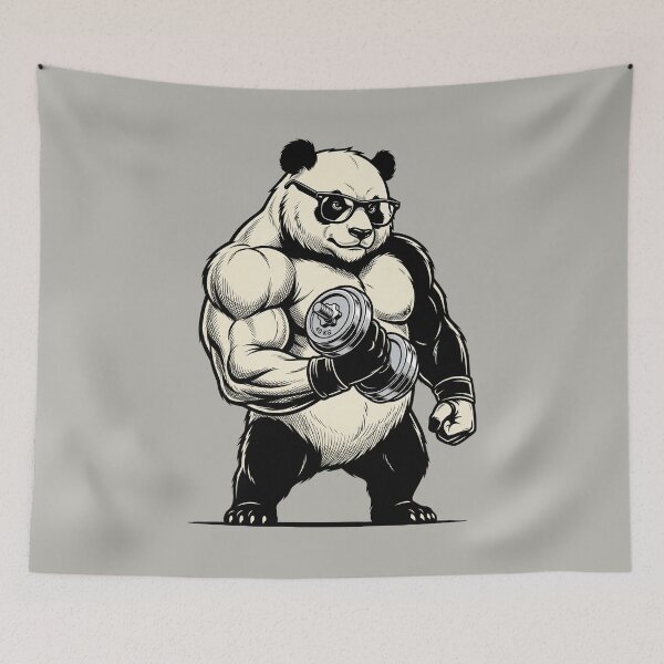 Item preview, Muscular Panda Lifting Dumbbell - Gym Fitness Art designed and sold by seven things shop.