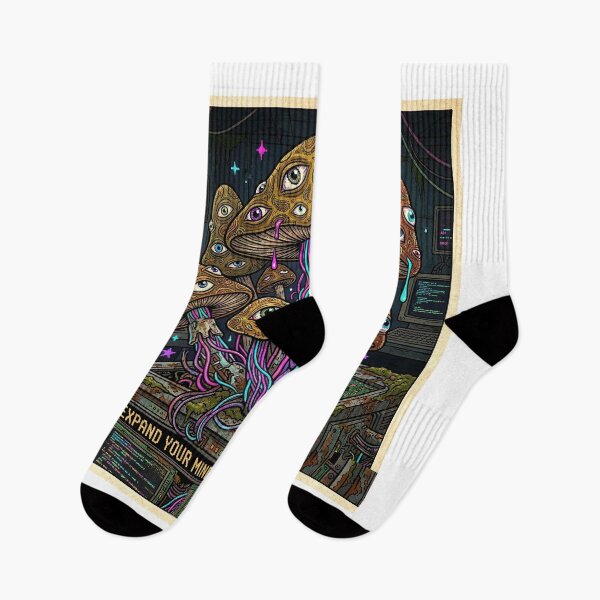 Item preview, Psychedelic Cyberpunk Mushroom - Expand Your Mind Or Glitch It - Weirdcore Tech Art designed and sold by Neon & Neurosis.