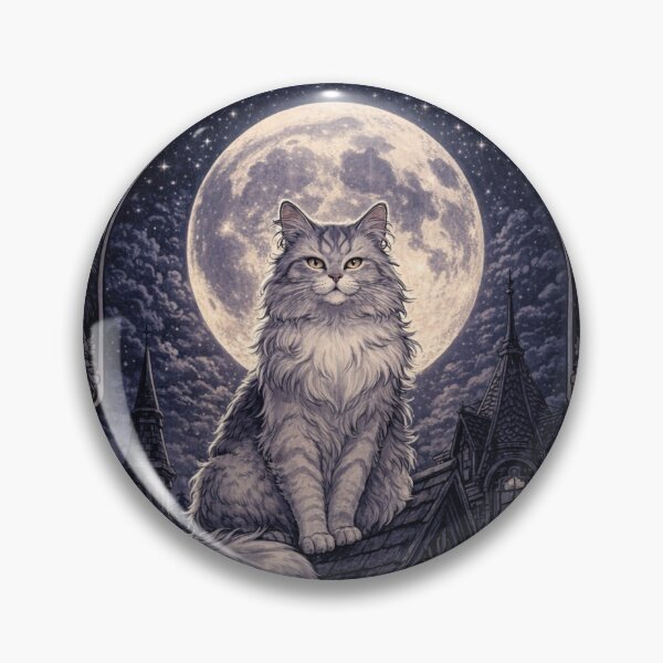 Item preview, Crowned in the Moonlight | Art Nouveau Spiritual Cat Design designed and sold by ArtNouveauCats.