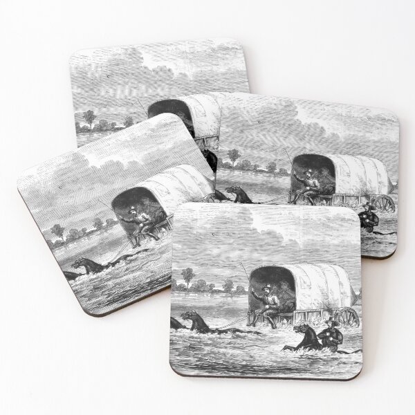 Item preview, Emigrants Crossing Platte River Wagon Train 1859 Illustration designed and sold by TheSoulOfArt.