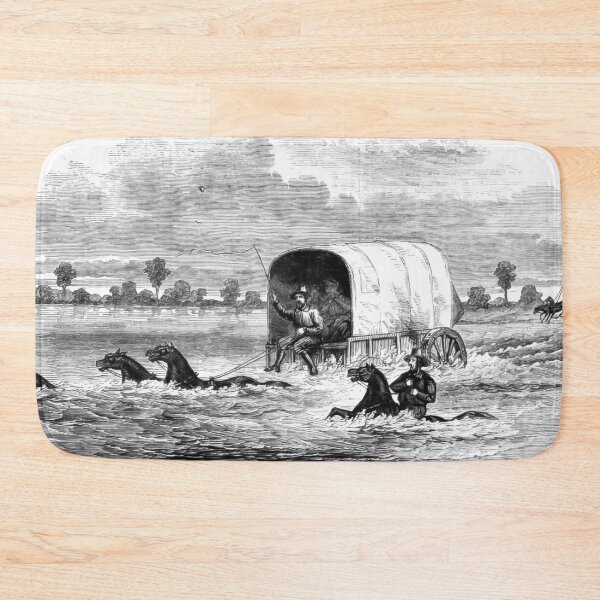 Item preview, Emigrants Crossing Platte River Wagon Train 1859 Illustration designed and sold by TheSoulOfArt.